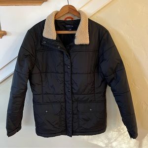 Lands End Insulated Jacket Sherpa Fleece Collar